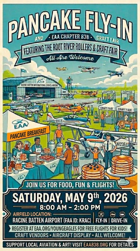 Pancake Fly-In and Craft Fair at Racine Batten Airport (KRAC) Wisconsin, May 2026