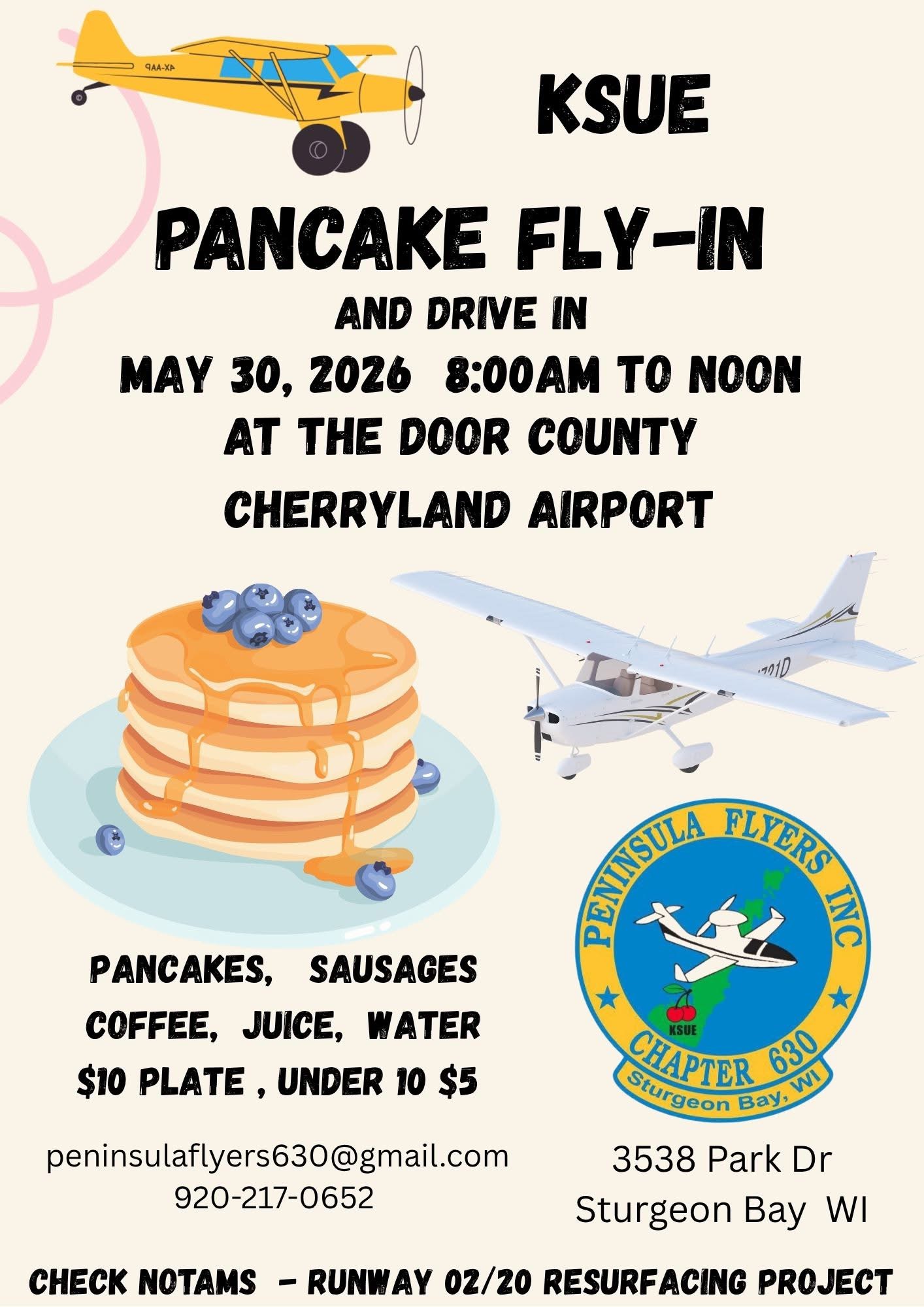 Pancake Fly-In and Drive-In at Door County Cherryland Airport (KSUE) Sturgeon Bay Wisconsin, May 2026