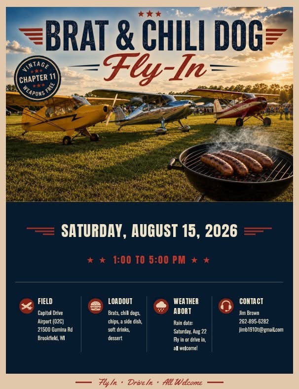 Brat and Chili Dog Fly-In at Capitol Drive Airport (02C) Brookfield Wisconsin, August 2026